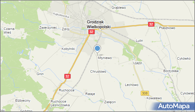 mapa Młyniewo, Młyniewo na mapie Targeo